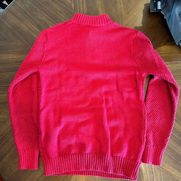 Boys red knit button up pull over holiday Christmas sweater - Picture 3 of 3